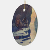 ヴィンテージインディアンカヌパドリングサンクラシック セラミックオーナメント (左)