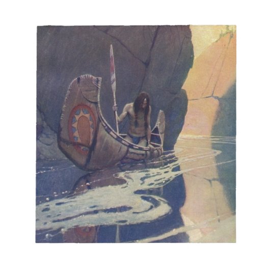 ヴィンテージインディアンカヌパドリングサンクラシック ノートパッド (正面)