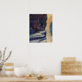 ヴィンテージインディアンカヌパドリングサンクラシック ポスター (キッチン)