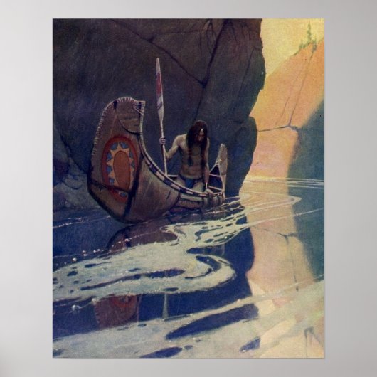 ヴィンテージインディアンカヌパドリングサンクラシック ポスター (正面)