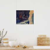 ヴィンテージインディアンカヌパドリングサンクラシック ポスター (キッチン)