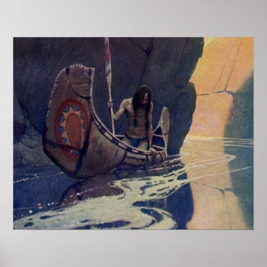 ヴィンテージインディアンカヌパドリングサンクラシック ポスター (正面)