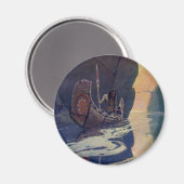 ヴィンテージインディアンカヌパドリングサンクラシック マグネット (正面/裏面)