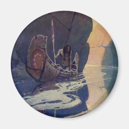 ヴィンテージインディアンカヌパドリングサンクラシック マグネット (正面)