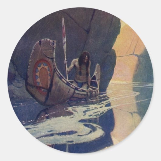 ヴィンテージインディアンカヌパドリングサンクラシック ラウンドシール (正面)