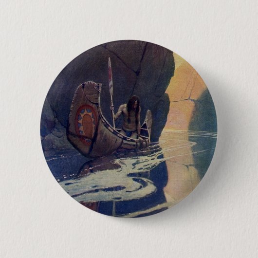 ヴィンテージインディアンカヌパドリングサンクラシック 缶バッジ (正面)