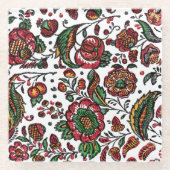 ヴィンテージインディアンコットンチンツ生地 ガラスコースター (正面)