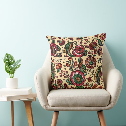 ヴィンテージインディアンコットンチンツ生地 クッション (椅子)