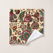 ヴィンテージインディアンコットンチンツ生地 バスタオルセット (ウォッシュタオル)