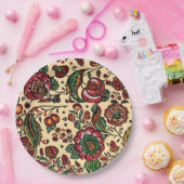 ヴィンテージインディアンコットンチンツ生地 ペーパープレート (パーティー)