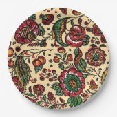 ヴィンテージインディアンコットンチンツ生地 ペーパープレート (正面)