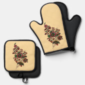 ヴィンテージインディアンコットンチンツ生地 鍋つかみ&鍋敷きセット (正面/裏面)