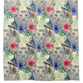 ヴィンテージインディアンスタイルタイガーパターン シャワーカーテン (正面)