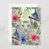 ヴィンテージインディアンスタイルタイガーパターン ポストカード (正面/裏面)