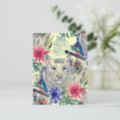 ヴィンテージインディアンスタイルタイガーパターン ポストカード (スタンド正面)