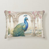 ヴィンテージインディアンスタイルフローラガーデンピーコック アクセントクッション (正面)