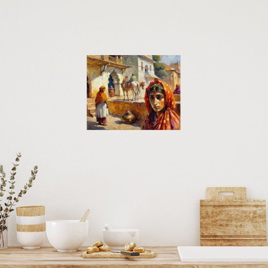 ヴィンテージインディアンビレッジシーン ポスター (キッチン)