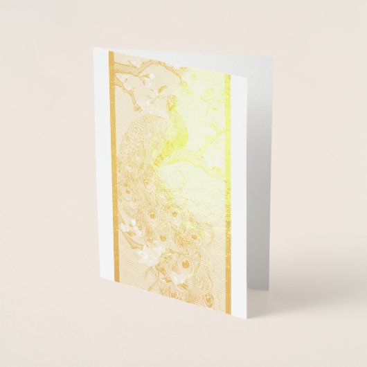 ヴィンテージインディアンブルーピーコックホリデーカード 箔カード (正面)