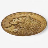 ヴィンテージインディアンヘッド金ゴールド硬貨 ペーパープレート (アングル)