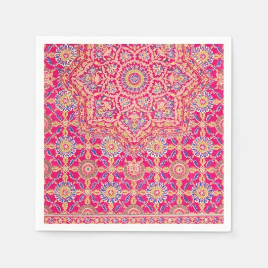 ヴィンテージインディアン刺繍模様 スタンダードカクテルナプキン (正面)