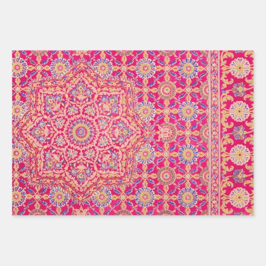 ヴィンテージインディアン刺繍模様 ラッピングペーパーシート (正面2)