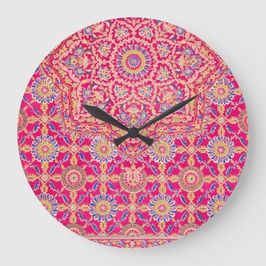 ヴィンテージインディアン刺繍模様 ラージ壁時計 (正面)