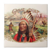 ヴィンテージインディアン素晴らしチーフシガーボックス タイル (正面)