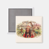 ヴィンテージインディアン素晴らしチーフシガーボックス マグネット (正面/裏面)