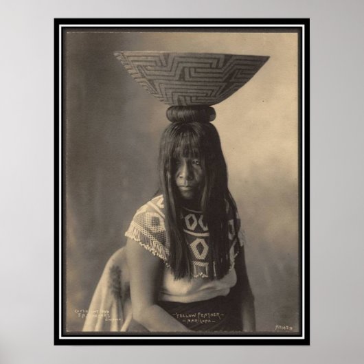 ヴィンテージインディアン：イエローフェザー，マリコパ –  ポスター (正面)
