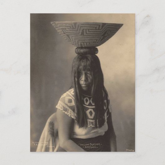 ヴィンテージインディアン:イエローフェザー,マリコパ – ポストカード (正面)