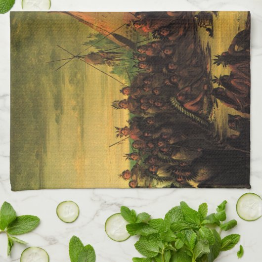 ヴィンテージインディアン、スー戦争評議会バイキャリン キッチンタオル (折り畳み)