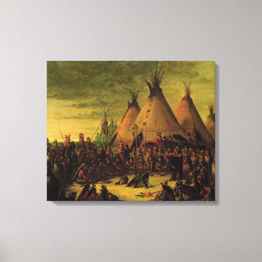 ヴィンテージインディアン、スー戦争評議会バイキャリン キャンバスプリント (正面)