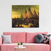 ヴィンテージインディアン、スー戦争評議会バイキャリン キャンバスプリント (インサイチュ (リビング))