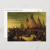 ヴィンテージインディアン、スー戦争評議会バイキャリン ポストカード (正面/裏面)