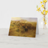 ヴィンテージインディアン、バッファロー狩りby CM Russell カード (黄色い花)