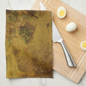 ヴィンテージインディアン、バッファロー狩りby CM Russell キッチンタオル (四つ折り)