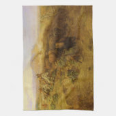 ヴィンテージインディアン、バッファロー狩りby CM Russell キッチンタオル (縦)