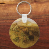 ヴィンテージインディアン、バッファロー狩りby CM Russell キーホルダー (裏面)