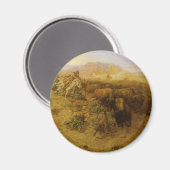 ヴィンテージインディアン、バッファロー狩りby CM Russell マグネット (正面/裏面)