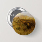 ヴィンテージインディアン、バッファロー狩りby CM Russell 缶バッジ (正面&裏面)