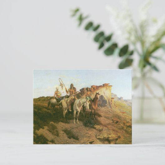 ヴィンテージインディアン、プレーリーのプローラー、セルツァー ポストカード (スタンド正面)