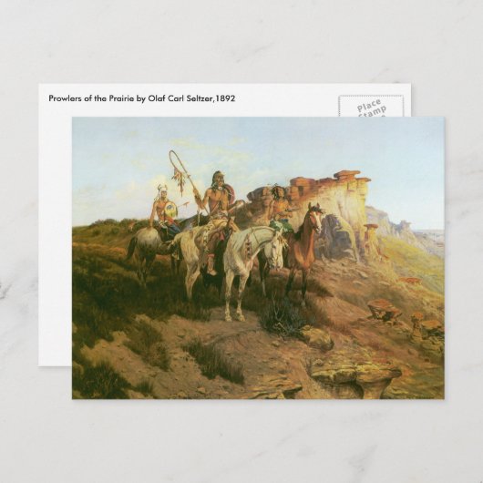 ヴィンテージインディアン、プレーリーのプローラー、セルツァー ポストカード (正面/裏面)