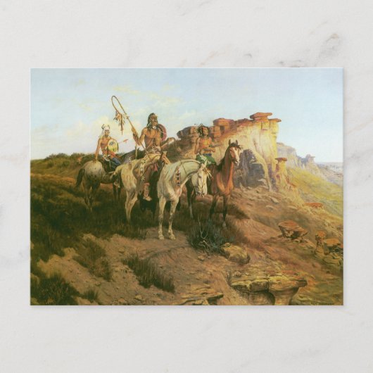 ヴィンテージインディアン、プレーリーのプローラー、セルツァー ポストカード (正面)
