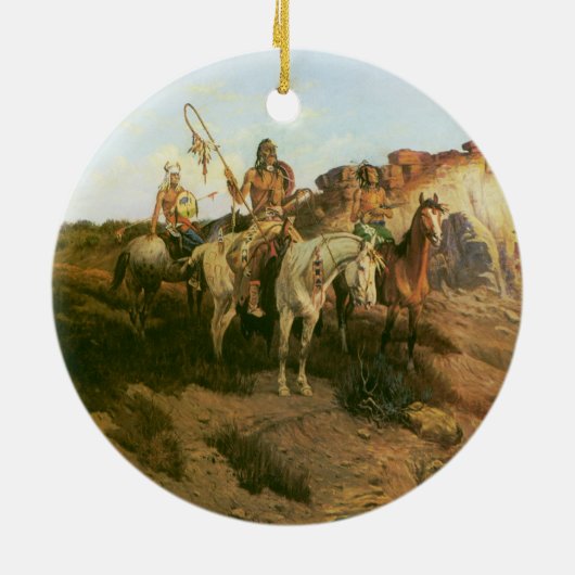ヴィンテージインディアン、プレーリーの遊牧民、セルツァー セラミックオーナメント (裏面)