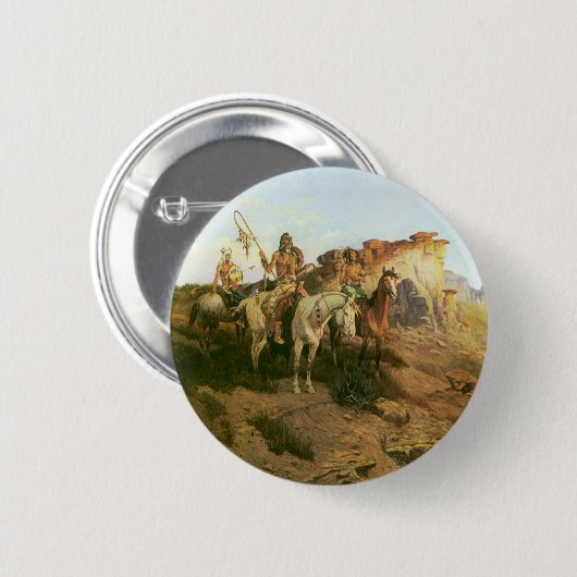 ヴィンテージインディアン、プレーリーの遊牧民、セルツァー 缶バッジ (正面&裏面)