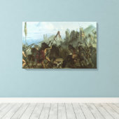 ヴィンテージインディアン、Bison Dance by Karl Bodmer キャンバスプリント (インサイチュ (ウッドフロア))
