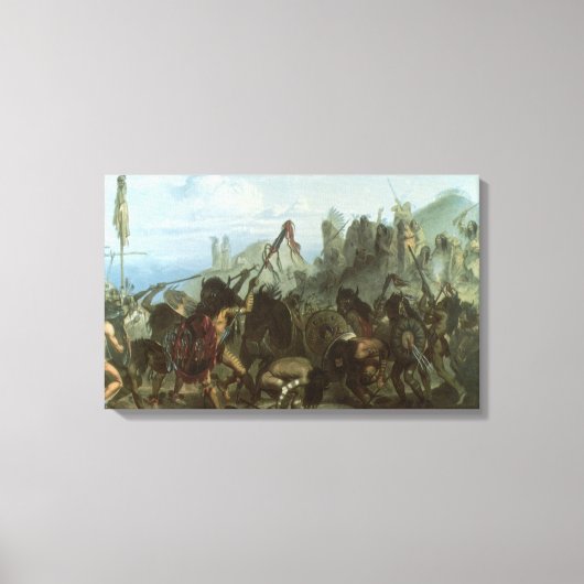 ヴィンテージインディアン、Bison Dance by Karl Bodmer キャンバスプリント (正面)