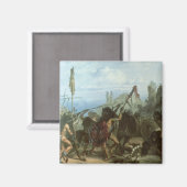 ヴィンテージインディアン、Bison Dance by Karl Bodmer マグネット (正面/裏面)