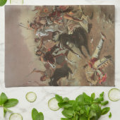 ヴィンテージインディアン、CM Russellによる覇権 キッチンタオル (折り畳み)