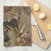 ヴィンテージインディアン、CM Russellによる覇権 キッチンタオル (四つ折り)